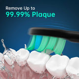 Black Sonic Rechargeable Electric Toothbrush with 8 Heads & Travel Case - 5 Brushing Modes & Smart Timer(USB)