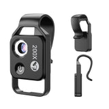 Black Portable 200X Clip-On Microscope Lens for Smartphone - HD Pocket Magnifier with CPL Filter and LED Light(excluding mobile phones)