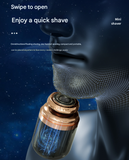 White Portable Mini Electric Shaver for Men - USB Fast-Charge Travel Razor with Washable Head & Nose Trimmer Attachment