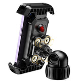 Black Heavy Duty Bike Phone Mount - Anti-Shake Motorcycle Holder with Secure Lock, 360 Rotation Cradle for All-Terrain Cycling
