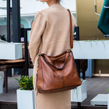 Black Womens Soft PU Leather Hobo Bag - Large Casual Tote Handbag with Adjustable Crossbody Strap