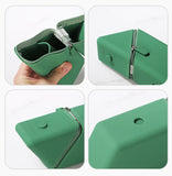 Green Transforming Silicone Pencil Case - Stand-Up Pen Holder & Stationery Organizer
