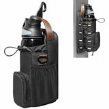Waterproof Fitness Water Bottle Holder Bag with Adjustable Strap - Black Gym Crossbody