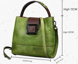 Vintage Yellow Leather Handbag - Elegant Multi-Functional Design
