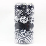 Black-white 30-Piece 6cm Electroplated Christmas Baubles - Hand-Painted Tree Ornaments