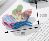 Pink Stylish 3-Piece Butterfly Acetate Hair Clip Set