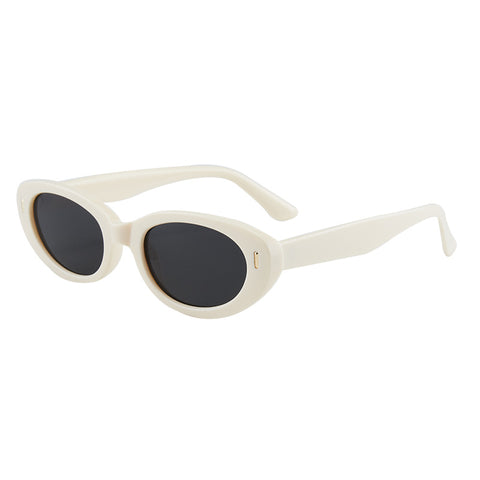 2PCS Light Yellow Grey Retro Oval Cat-Eye Sunglasses - Chic Influencer-Style Shades