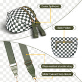 Black Trendy Sling Bag - Women's Crescent Crossbody Purse with Wide Adjustable Strap