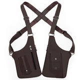 Brown Tactical Underarm Shoulder Holster Bag - Anti-Theft Double Pouch Vest Pack for Men