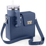Blue Portable Insulated Water Bottle Carrier Bag with Adjustable Shoulder Strap - Crossbody Drink Holder for Outdoor Activities