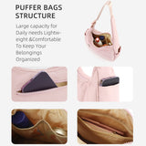 Black Trendy Nylon Puffer Shoulder Bag for Women - Lightweight Large Capacity Underarm Tote