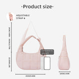Beige Trendy Nylon Puffer Shoulder Bag for Women - Lightweight Large Capacity Underarm Tote