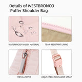 Khaki Trendy Nylon Puffer Shoulder Bag for Women - Lightweight Large Capacity Underarm Tote