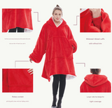 White Oversized Wearable Blanket Hoodie - Ultra Soft & Cozy Snuggle Pullover for Adults