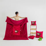 Red Little Squirrel - 2-in-1 Foldable Car Pillow Blanket - Cozy 40x40cm Pillow, Unfolds to 100x150cm Blanket for Travel and Office Naps
