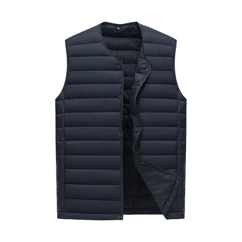 M Navy Blue Men's Lightweight Quilted Puffer Vest - Ideal Sleeveless Jacket for Winter Layering