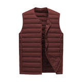 XL Wine Red Men's Lightweight Quilted Puffer Vest - Ideal Sleeveless Jacket for Winter Layering