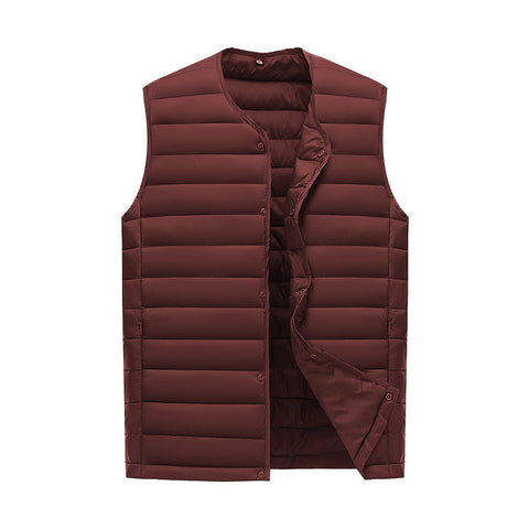 XXXL Wine Red Men's Lightweight Quilted Puffer Vest - Ideal Sleeveless Jacket for Winter Layering