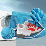 Blue 2piece Durable Sneaker Wash Bag for Washing Machine - Anti-Deformation Shoe Protector with Chenille Fabric