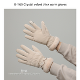 Light Pink Elegant Women's Thermal Winter Gloves - Waterproof & Windproof Touchscreen Gloves with Faux Fur Cuff
