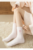 2-Piece White Women's Ultra-Soft Fuzzy Socks - Plush Chenille Thermal Crew Socks with Heart Embroidery