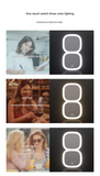 2-piece White Portable LED Makeup Mirror - Rechargeable Compact with 3-Color Lights & 5x Magnification