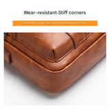 Light Brown Men's Vintage Crossbody Bag - PU Leather Business Casual Shoulder Messenger Bag for iPad
