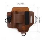 2-piece Black Outdoor EDC Tactical Tool Waist Bag - Multi-Functional Belt Storage Pouch with Flashlight, Copper Sleeve, and Survival Knife Holder