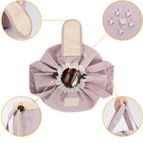 Blue New Large Capacity Portable Drawstring Makeup Bag - Travel Toiletry Bag with Fashionable Cosmetic Brush Storage