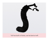 Black and white Halloween Furry Fox Costume Set - Plush Mask, Ears Headband, Tail, and Paws for Cosplay