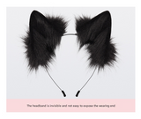 Dark grey Halloween Furry Fox Costume Set - Plush Mask, Ears Headband, Tail, and Paws for Cosplay