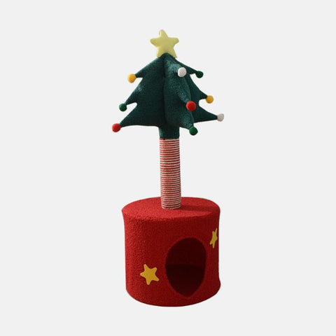 Festive Christmas Tree Cat Scratcher & Condo | 2-in-1 Sisal Post with Cozy Hideaway Bed