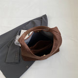Brown Chic Faux Suede Tote Bag with Matching Pouch | Large Capacity Slouchy Shoulder Bag