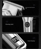 Black Professional Cordless Hair Clippers - USB Rechargeable Trimmer with LED Display for Barbers & Home Grooming