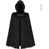 Black Shadow Wanderer Hooded Cape - Premium Velvet Robe for Jedi, Wizard & Medieval Cosplay