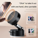 Black Multi-Functional Vacuum Suction Cup Stand - Foldable, Extendable Kitchen Lazy Person's Dual-Sided Magnetic Phone Holder