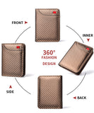 Black Sleek Carbon Fiber Vertical Wallet for Men - Slim Bifold Card Holder with Clear ID Window