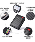 Black Sleek Carbon Fiber Vertical Wallet for Men - Slim Bifold Card Holder with Clear ID Window