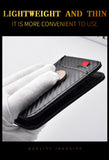 Coffee-colored Sleek Carbon Fiber Vertical Wallet for Men - Slim Bifold Card Holder with Clear ID Window