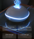 White Mini USB Aromatherapy Diffuser with Flame Projection - Portable Humidifier for Home and Car Use