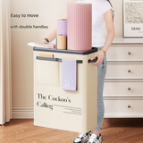Pink Premium Fabric Yoga Mat Storage Basket - Slim & Foldable Organizer for Home Gym Equipment