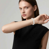Rose gold New Fashion Lightweight Luxury Four-Leaf Clover Diamond Inlaid Bracelet - Alloy Magnetic Watch Band Style Bracelet for Women + Free Disassembly Tool