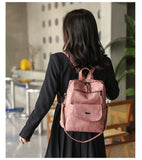 Stylish Women's PU Leather Backpack - Versatile Shoulder Bag with Multiple Pockets(Pink)