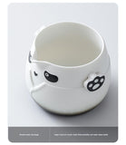 Adorable Panda Design Ceramic Tea Infuser Mug Set - 310ml Travel Crackle Glaze Cup with Lid & Strainer(black)