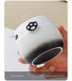 Adorable Panda Design Ceramic Tea Infuser Mug Set - 310ml Travel Crackle Glaze Cup with Lid & Strainer(blue)
