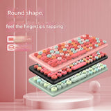 Wireless Keyboard & Mouse Combo - Retro Round Keycaps, 2.4GHz Ergonomic Design(pink)