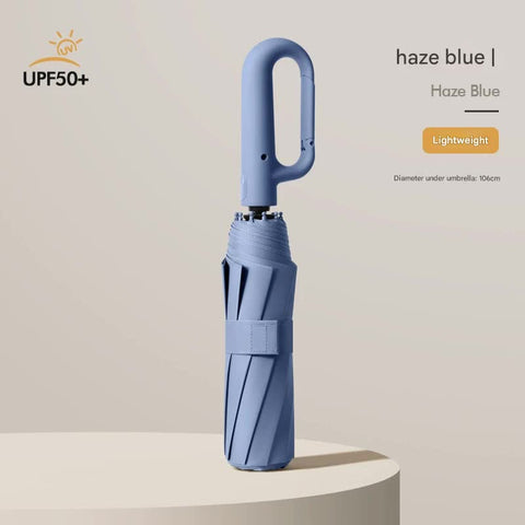 Automatic Open/Close Umbrella with UPF50+ Sun Protection - 10-Rib Windproof Design, Carabiner Handle(Blue)