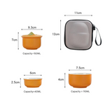 Portable Ceramic Tea Set for Travel - Quick Gaiwan with 3 Cups & Carrying Case(Yellow-green gradient)