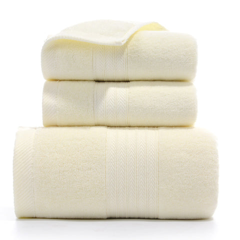 Premium Long-Staple Cotton Towel Set - 2 Hand Towels & 1 Bath Towel Gift Bundle(yellow)