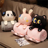 Plush 2-in-1 Pillow Blanket - Adorable Design for Cozy Comfort(Black Cat)